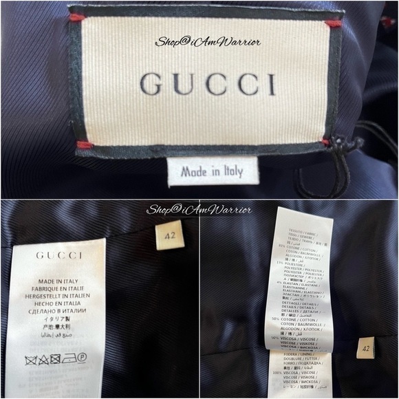Gucci NWT navy & red geometric wool blend gold button blazer *Shop@iamwarrior - Picture 15 of 17